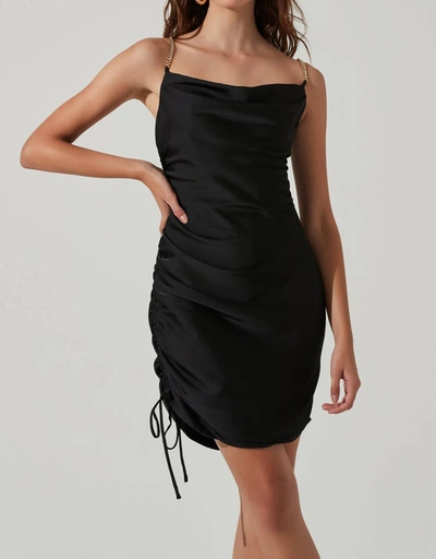 Shop Astr Trista Satin Mini Dress In Black
