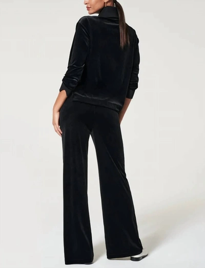 Shop Spanx Velvet Half Zip Pullover In Very Black