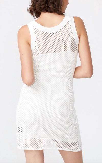 Monrow Open Knit Double Layer Dress In Ivory In Multi