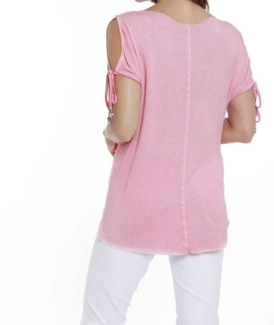 Angel Beaded Cold Shoulder Top In Coral In Pink