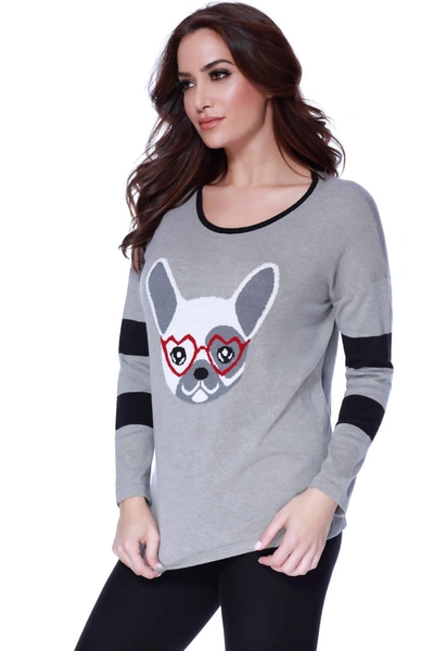 Angel Frenchie Love Pullover In Gray Multi In Grey
