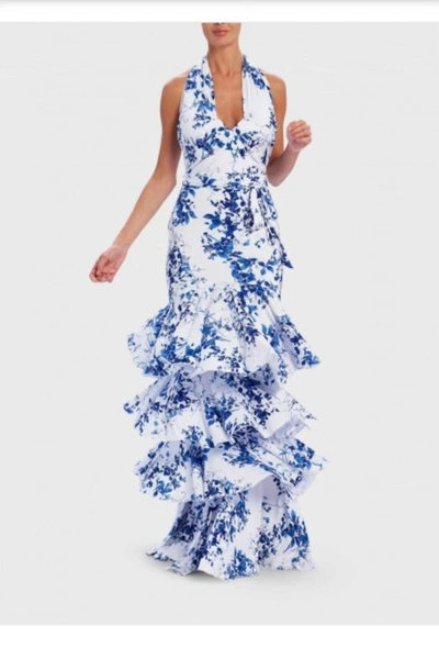 Shop Forever Unique The Lula Dress In Navy And White Floral In Multi