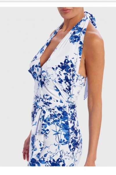 Shop Forever Unique The Lula Dress In Navy And White Floral In Multi