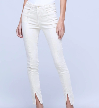 Shop L Agence Jyothi Velvet Jean In Champagne In White