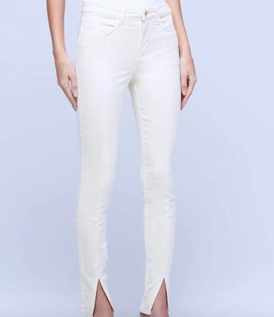 Shop L Agence Jyothi Velvet Jean In Champagne In White