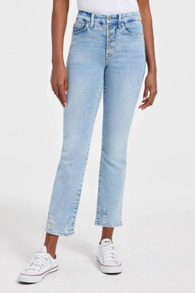 Shop Good American Good Legs Straight Jeans In Medium Light Blue Wash In Multi