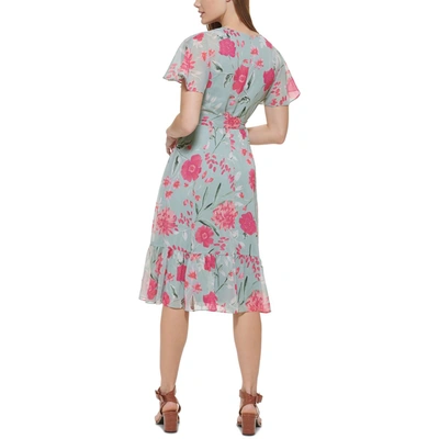 Shop Calvin Klein Womens V-neck Mid-calf Midi Dress In Multi