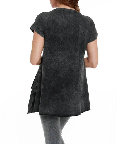 Angel Beaded Short Sleeve Tunic In Charcoal In Pink