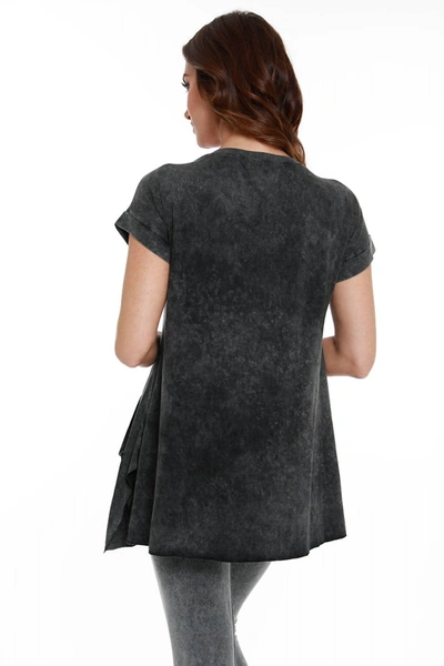 Angel Beaded Short Sleeve Tunic In Charcoal In Pink