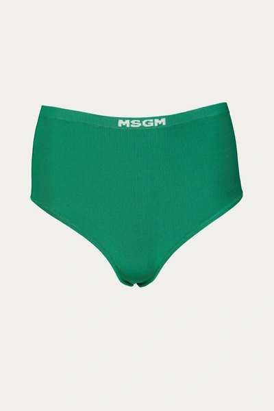 Shop Msgm Intarsia-logo Briefs In Green