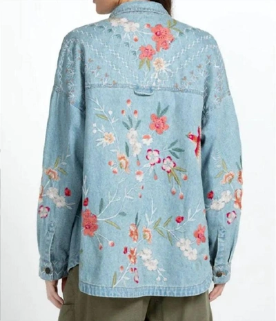 Johnny Was Cherri Denim Pocket Overshirt In Denim Blue In Multi