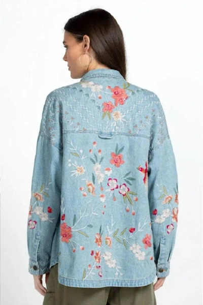 Johnny Was Cherri Denim Pocket Overshirt In Denim Blue In Multi