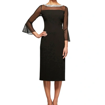 Shop Alex Evenings Emma Illusion Dress In Black