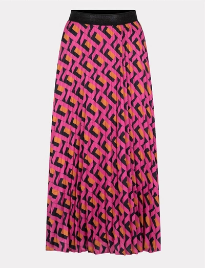 Shop Esqualo Skirt Plisse Geo In Magenta In Pink