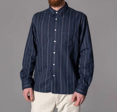 Shop La Paz Men Lopes Chest Pocket Woven Shirt In Navy/white Stripe In Multi