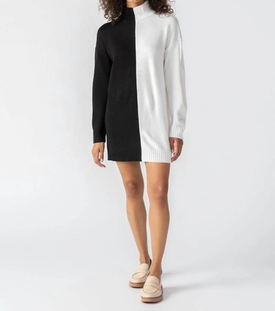 Shop Sanctuary Half & Half Sweater Dress In Black Winter White In Multi