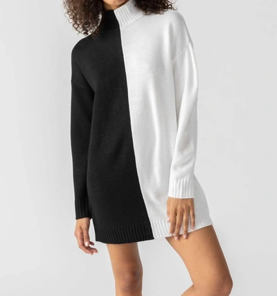 Shop Sanctuary Half & Half Sweater Dress In Black Winter White In Multi
