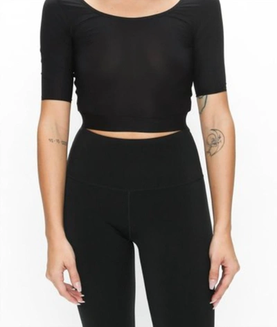 Shop Wone Ribbed Short Sleeve Top In Black