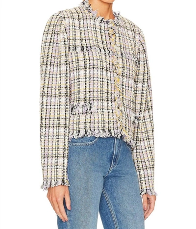 Shop Isabel Marant Nameo Light Cowens Jacket In Lilac/yellow In Multi