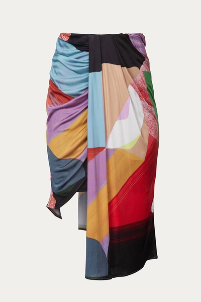 Shop Landscape Body-sculpting Draped Jersey Skirt In Kiki In Multi