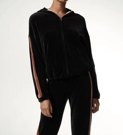 Shop Monrow Velour Sporty Zip-up Sweatshirt In Neptune/rose In Multi