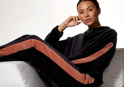 Monrow Velour Sporty Zip-up Sweatshirt In Neptune/rose In Multi