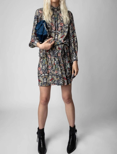 Shop Zadig & Voltaire Rivali Dress In Blue Floral Print In Multi