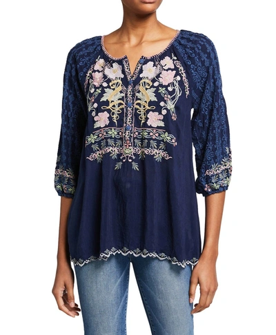 Shop Johnny Was Vista Blouse In Blue Night