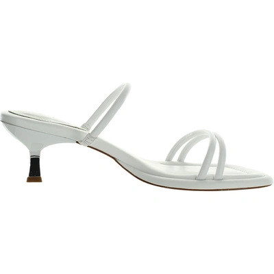 Shop Schutz Agatha Mid Womens Leather Strappy Slide Sandals In White