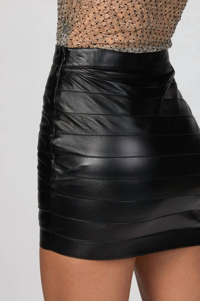 Shop Zeynep Arcay Layered Mini Leather Skirt In Black