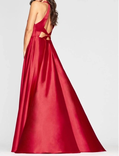 Faviana Long Charmeuse Dress In Red