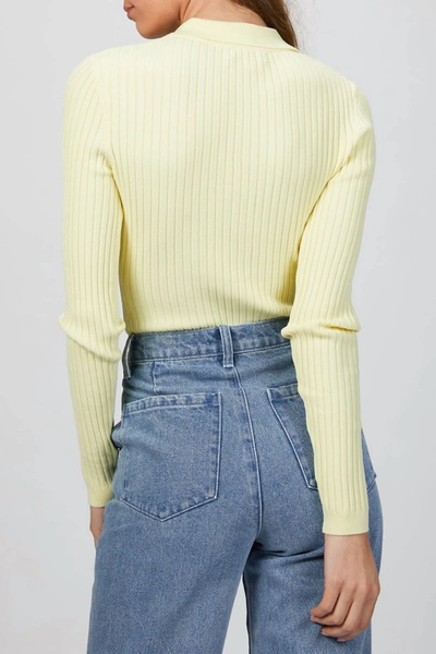 Shop Ronny Kobo Cyndie Knit Bodysuit In Pale Yellow