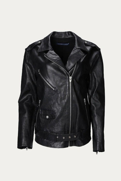 Shop Zeynep Arcay Oversized Leather Biker Jacket In Black
