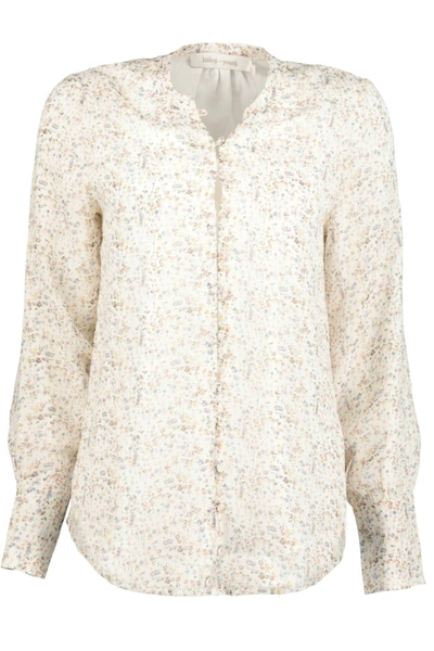 Bishop + Young Ana Blouse In Blue And Taupe In Multi