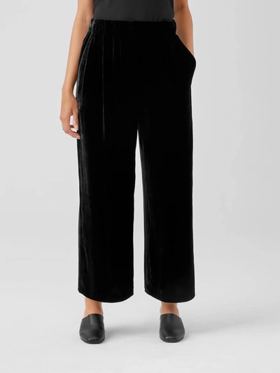 Shop Eileen Fisher Velvet Wide-leg Pant In Nocturne In Black