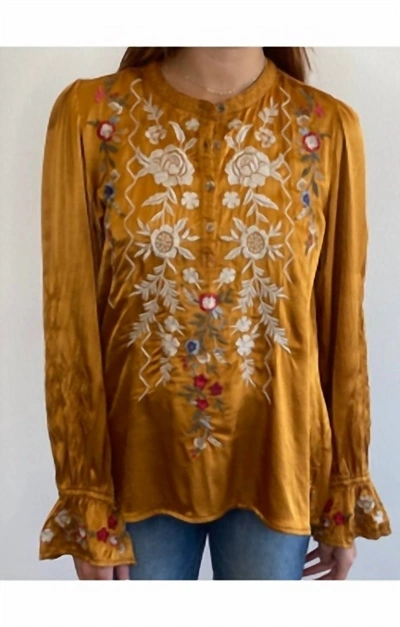 Shop Johnny Was Roma Victorian Prairie Blouse In Topaz In Yellow