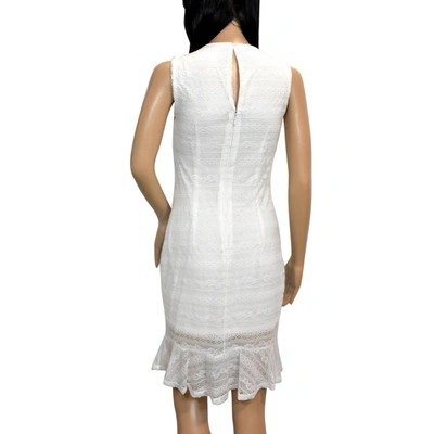 Bebe Floral Embroidered Sleeveless Lace Dress In White