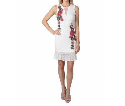 Shop Bebe Floral Embroidered Sleeveless Lace Dress In White