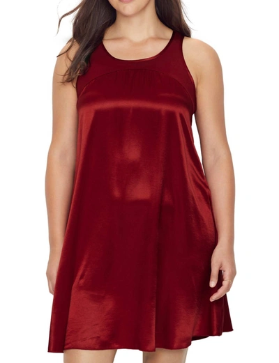 Shop Pj Harlow Lindsay Satin And Rib Nightgown In Red