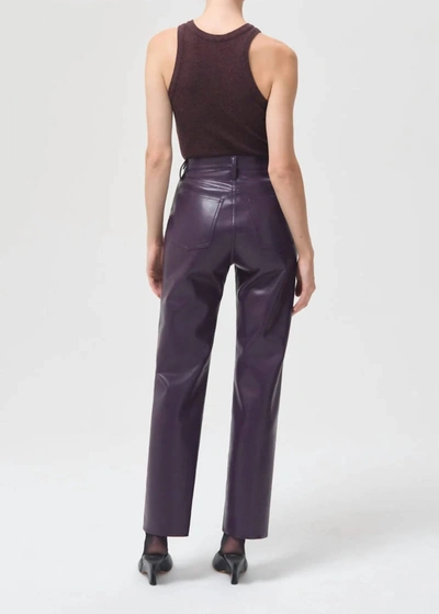 Shop Agolde Recycled Leather 90's Pinch Waist Pants In Night Shade In Multi