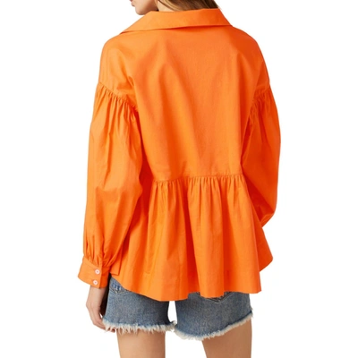 Shop Joe's Jeans Empire Long Sleeve Poplin Poet Top In Sun Orange In Multi