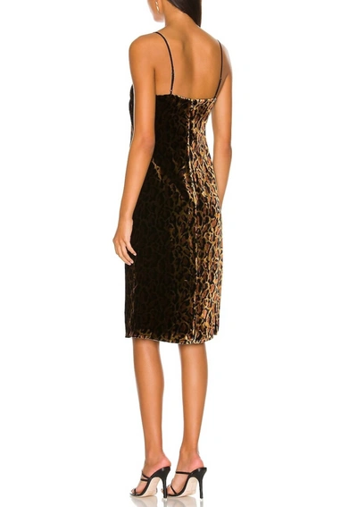 Shop L Agence Indie V-neck Slip Dress In Tan/black Leopard Print In Multi