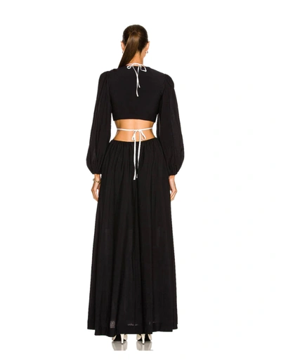 Shop Jonathan Simkhai Tierneigh Solid Puff Sleeve Teardrop Cut Out Maxi Dress In Black