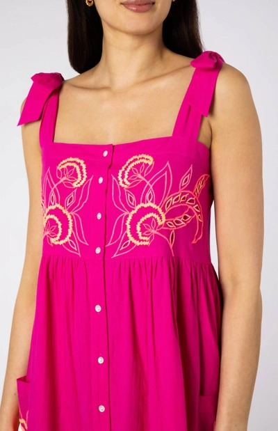 Shop Juliet Dunn Cut Out Tie Dress In Fuchsia In Pink