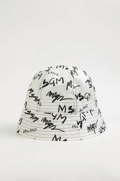 Shop Msgm Logo-print Bucket Hat In White