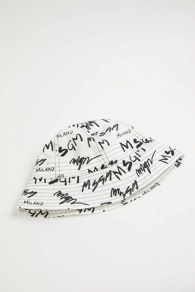 Shop Msgm Logo-print Bucket Hat In White