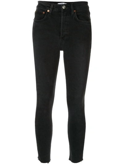 Re/done 1893whrac High Rise Ankle Jean In Faded Black