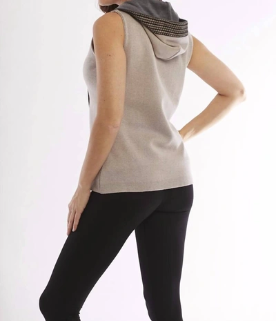 Angel Cross Stitch Hooded Vest In Stone/gray In Multi