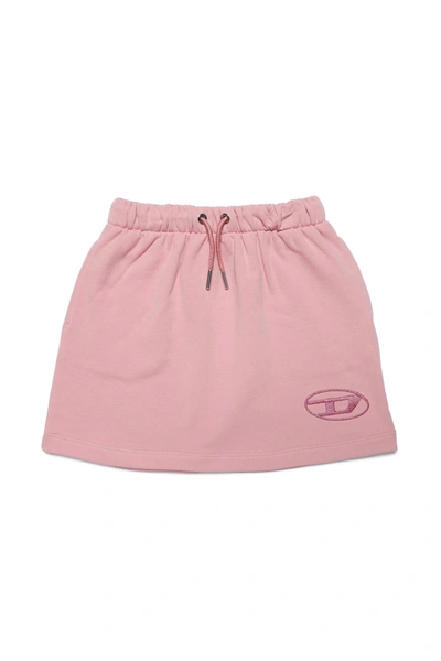 Shop Diesel Cotton Skirt With Oval D Glittery Logo In Pink