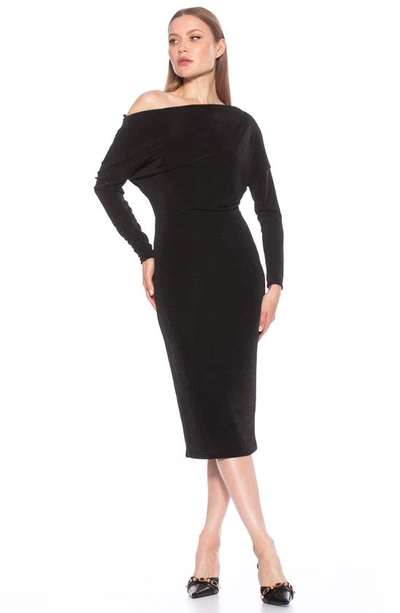 Shop Alexia Admor Leena One-shoulder Draped Midi Dress In Black